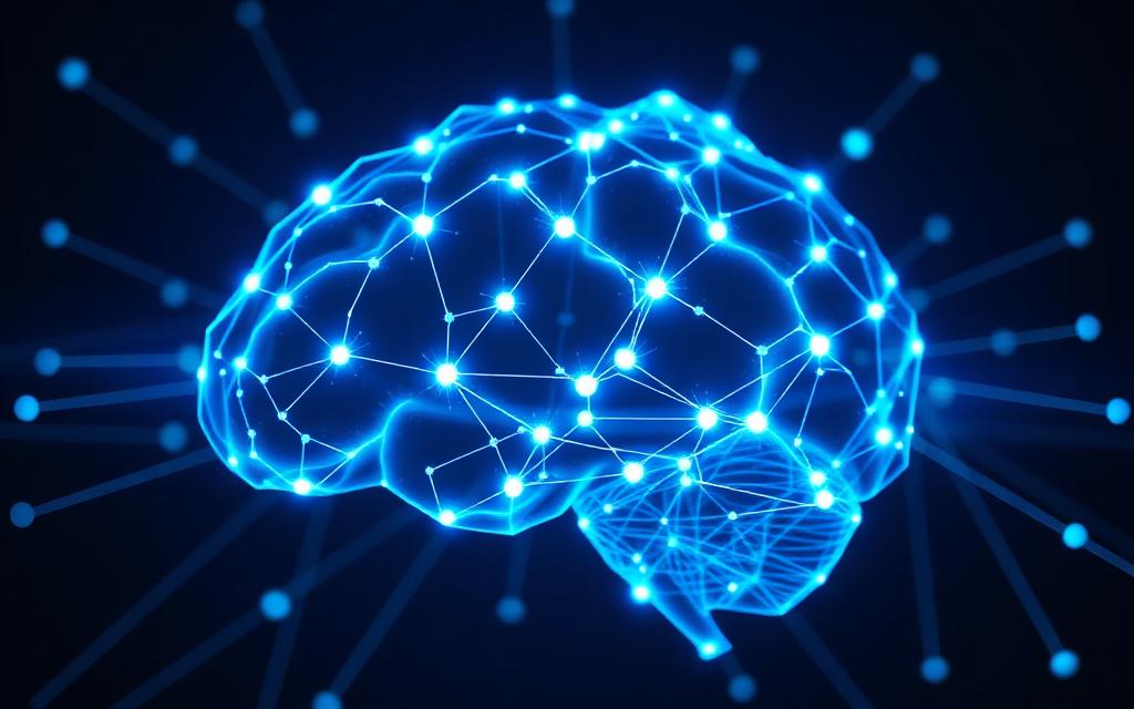 Red neuronal holográfica representando consultoría tecnológica